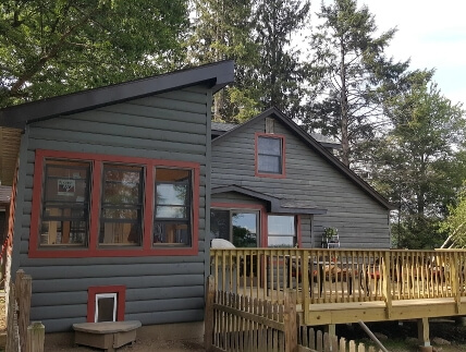 Charcol grey with red trim