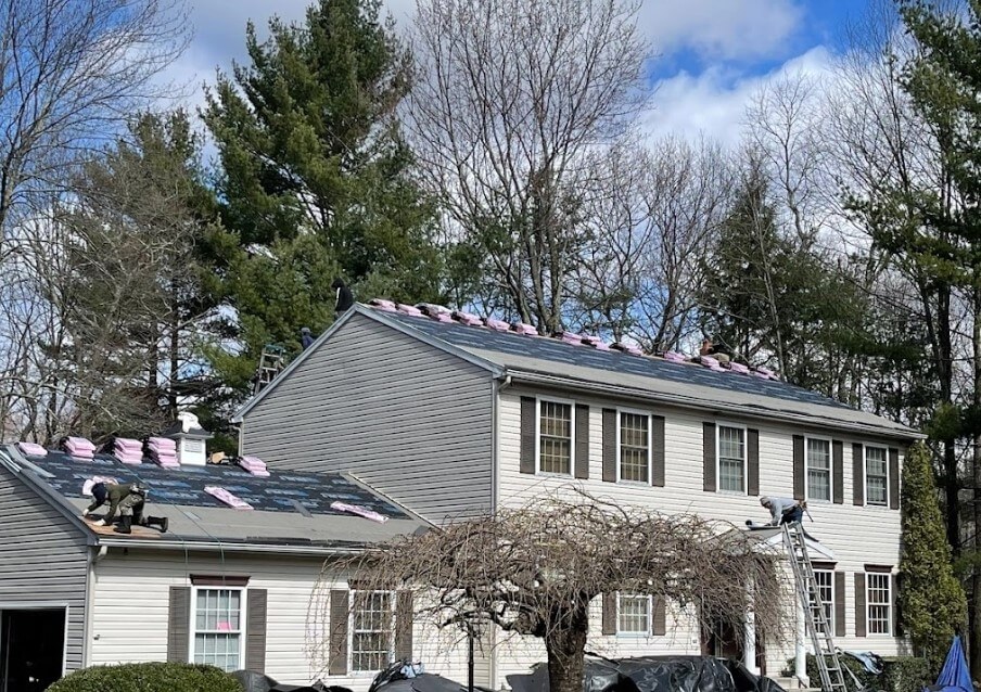 White House With Dark Grey Shutters